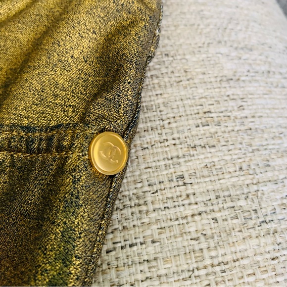 🔥LAST CHANCE 💯 AUTH CHANEL Gold straight Leg PANTS - Picture 7 of 15